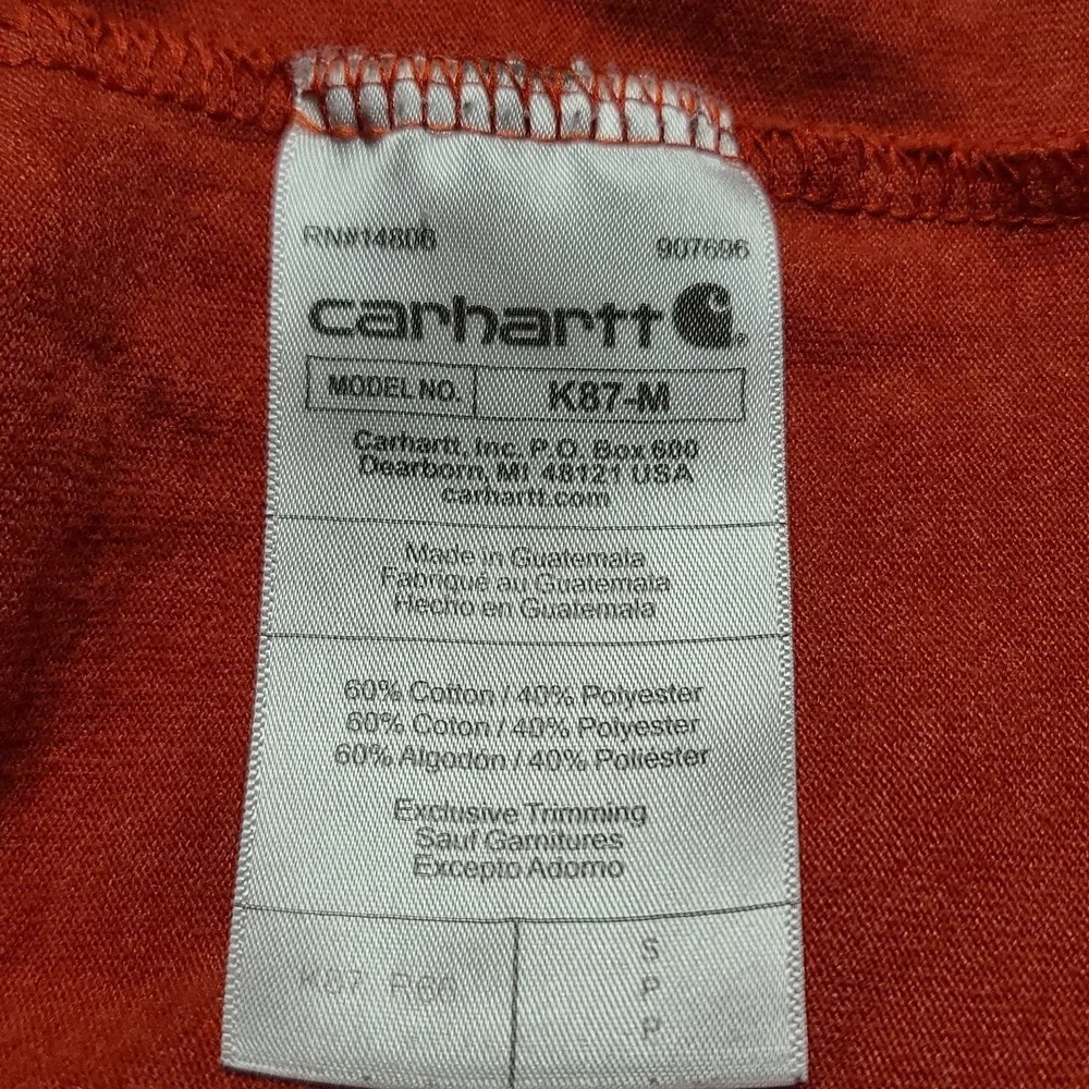 Carhartt Loose Fit T Shirt Small‎ Orange K87-M Work Wear Pocket Tee